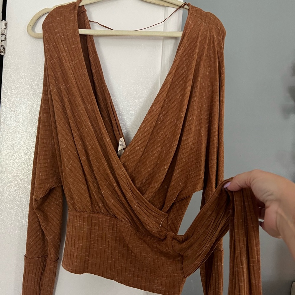 Free People Ribbed Margot Wrap Top